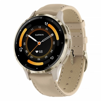 Умные часы Garmin VENU 3S, Soft Gold French Gray Leather Band (010-02785-55)