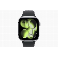 Apple Watch Series 11 46мм, M/L 140-245 мм, Silver Aluminum Case, Black Sport Band