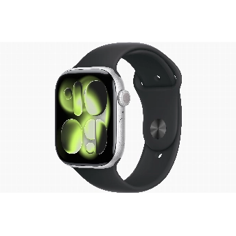 Умные часы Apple Watch Series 11 46мм, S/M 130-200 мм, Silver Aluminum Case, Black Sport Band