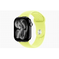Apple Watch Series 11 46 мм, M/L 140–245 мм, Jet Black Aluminum Case, Neon Yellow Sport Band