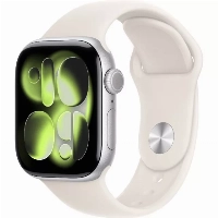 Apple Watch Series 11 42 мм, S/M 130-200 мм, Silver Aluminum Case, Starlight Sport Band