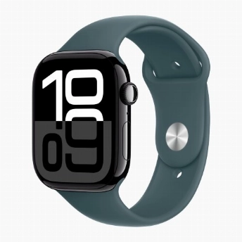 Apple Watch Series 10 42 мм, S/M 130-200 мм, Jet Black Aluminium Case GPS, Lake Green