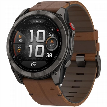Умные часы Garmin Fenix 8 Pro 51мм, AMOLED Sapphire Carbon Grey DLC Titanium/Chestnut Leather Band (010-03199-40)