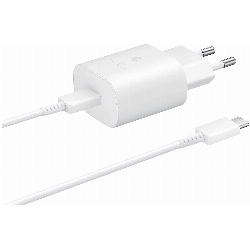 Сетевое зарядное устройство Samsung EP-TA800 + кабель USB Type-C, 25 Вт, RU, White, белый