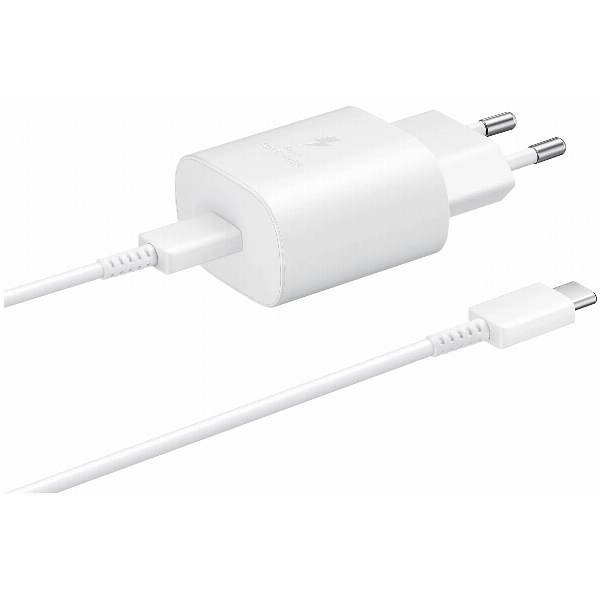 Сетевое зарядное устройство Samsung EP-TA800 + кабель USB Type-C, 25 Вт, RU, White, белый