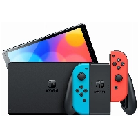 Игровая приставка Nintendo Switch (OLED model) 64 Гб, неоновый синий/неоновый, Red, красный