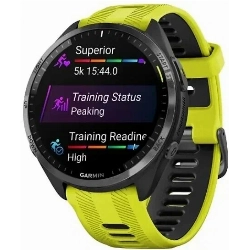 Умные часы Garmin Forerunner 965 Carbon Grey DLC Titanium Bezel with  Case and Amp Yellow/ Silicone Band 0100280912	, Black, черный