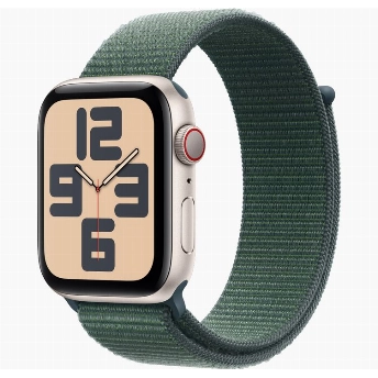 Apple Watch SE 2023 40 mm Aluminum Case with Green Sport Loop, Starlight, сияющая звезда