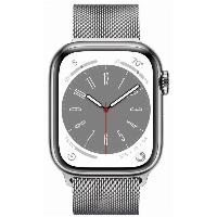 Apple Watch Series 8 45mm Stainless Steel Case with Milanese Loop, серебристая петля