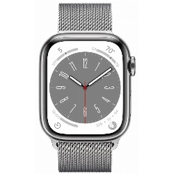 Apple Watch Series 8 45mm Stainless Steel Case with Milanese Loop, серебристая петля