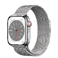 Apple Watch Series 8 45mm Stainless Steel Case with Milanese Loop, серебристая петля