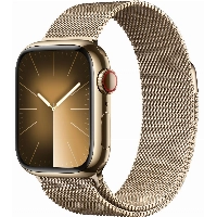 Apple Watch Series 9 45mm Aluminum Case with Milanese Loop, золотая петля