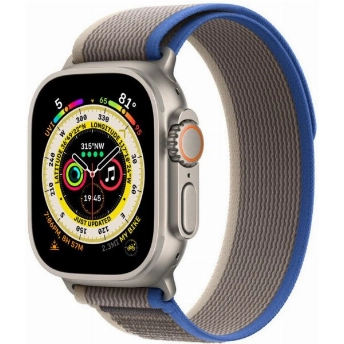 Apple Watch Ultra 49mm Titanium Case with Trail Loop, /серый, размер S/M, Blue, синий