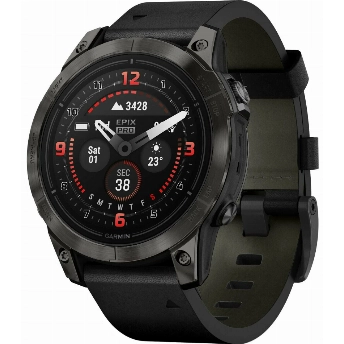 Умные часы Garmin Epix Pro Gen 2 Sapphire Edition 47 мм, Black Leather Band  010-02803-30