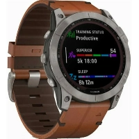 Умные часы Garmin Fenix 7X, Sapphire Solar Leather Black Brown 0100254119