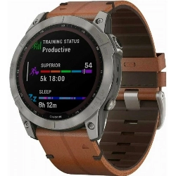 Умные часы Garmin Fenix 7X, Sapphire Solar Leather Black Brown 0100254119