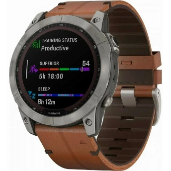 Умные часы Garmin Fenix 7X, Sapphire Solar Leather Black Brown 0100254119