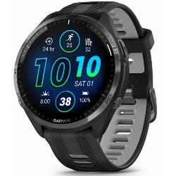 Умные часы Garmin Forerunner 965 Carbon Gray DLC Titanium Bezel with Black Case and Black/Powder Gray Silicone Band 0100280910, Black