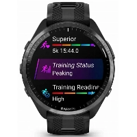 Умные часы Garmin Forerunner 965 Carbon Gray DLC Titanium Bezel with Black Case and Black/Powder Gray Silicone Band 0100280910, Black