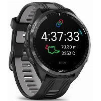 Умные часы Garmin Forerunner 965 Carbon Gray DLC Titanium Bezel with Black Case and Black/Powder Gray Silicone Band 0100280910, Black