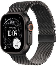 Apple Watch Ultra 3 49mm Black Titanium Black Milanese Loop, S