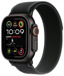 Apple Watch Ultra 2 49mm Titanium Case Trail Loop, черный/, размер M/L, Black, черный